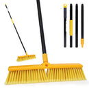 KLEEN HANDLER Push Broom with 61" Long Extendable Metal Handle with Threaded Plastic Screw for Deck Driveway Garage Yard Patio Warehouse Hard Floor Cleaning