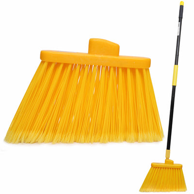 KLEEN HANDLER Angle Broom Head with 61" Long Extendable Handle for Indoor/Outdoor Floor Cleaning/Sweeping