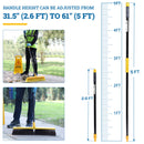 KLEEN HANDLER Push Broom with 61" Long Extendable Metal Handle with Threaded Plastic Screw for Deck Driveway Garage Yard Patio Warehouse Hard Floor Cleaning