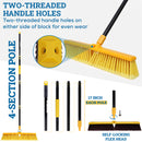KLEEN HANDLER Push Broom with 61" Long Extendable Metal Handle with Threaded Plastic Screw for Deck Driveway Garage Yard Patio Warehouse Hard Floor Cleaning