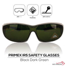 Dark green ir5 safety glasses