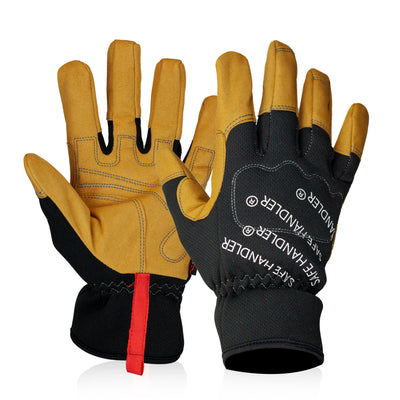 Handyman Hand Protection Gloves with Thicker Knuckle Padding, Easy On Wide Cuffs (3 Pairs)