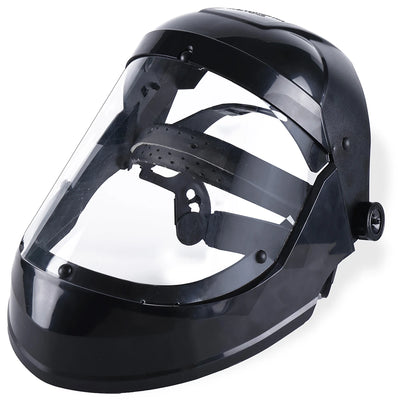 Reusable Full Face Shield with Clear Visor & Ratchet Suspension, Black