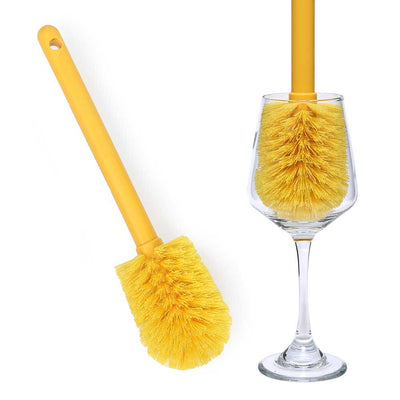 Goblet Long Handled Bottle Cleaning Brush with Soft Bristles, Yellow