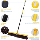 KLEEN HANDLER Push Broom with 61" Long Extendable Metal Handle with Threaded Plastic Screw for Deck Driveway Garage Yard Patio Warehouse Hard Floor Cleaning