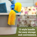 KLEEN HANDLER Iron Handle Scrub Brush for Household & Commercial Cleaning for Shower, Bathroom, Sink, Kitchen, Bathtub, Floor Scrubbing, 3 Pc - Yellow