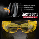 PrimeX Color Lens Black Temple Safety Glasses, Anti-Fog, ANSI Z87.1