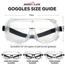 anti fog safety goggles Size Guide