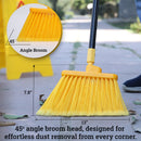KLEEN HANDLER Angle Broom Head with 61" Long Extendable Handle for Indoor/Outdoor Floor Cleaning/Sweeping