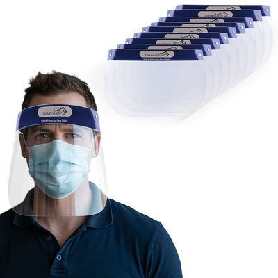 Clear Disposable Face Shield with Elastic Headband, Lightweight, Blue