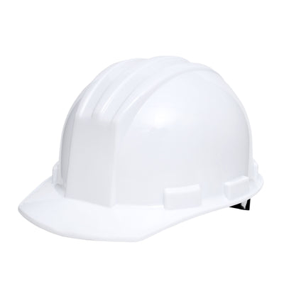 Impact Pro HDPE Safety Hard Hat with 4 Point Ratchet Suspension with Sweartband, White