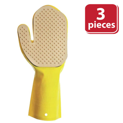 Kleen Mitt Pet, Studded Bristle Pad for Massage, OSFM, Yellow (Pack of 3)