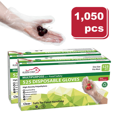 Disposable Food Handling Long Cuff Poly Gloves, 0.9g. 11.5" OSFM