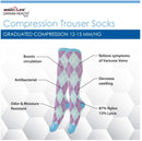 ZAYAAN HEALTH Argyle Compression Socks With Moisture Resistance Blue/Pink - View 2