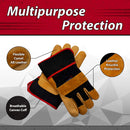 SAFE HANDLER Camel Leather Gloves Black/Brown - View 3