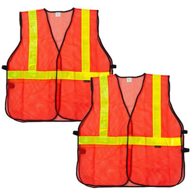 Lattice Reflective Safety Vests, Fluorescent, Hook & Loop Closer, Orange