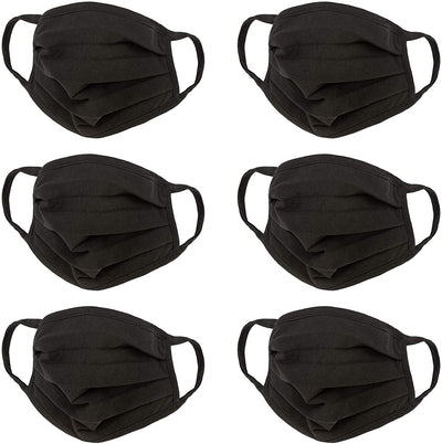 Black Reusable 3 Layer Pleated Face Mask, Washable & Breathable Fabric