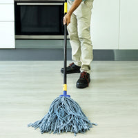 Bison Life Cotton Wet Mop Head Refills + 61" Metal Extendable Handle Combo Set