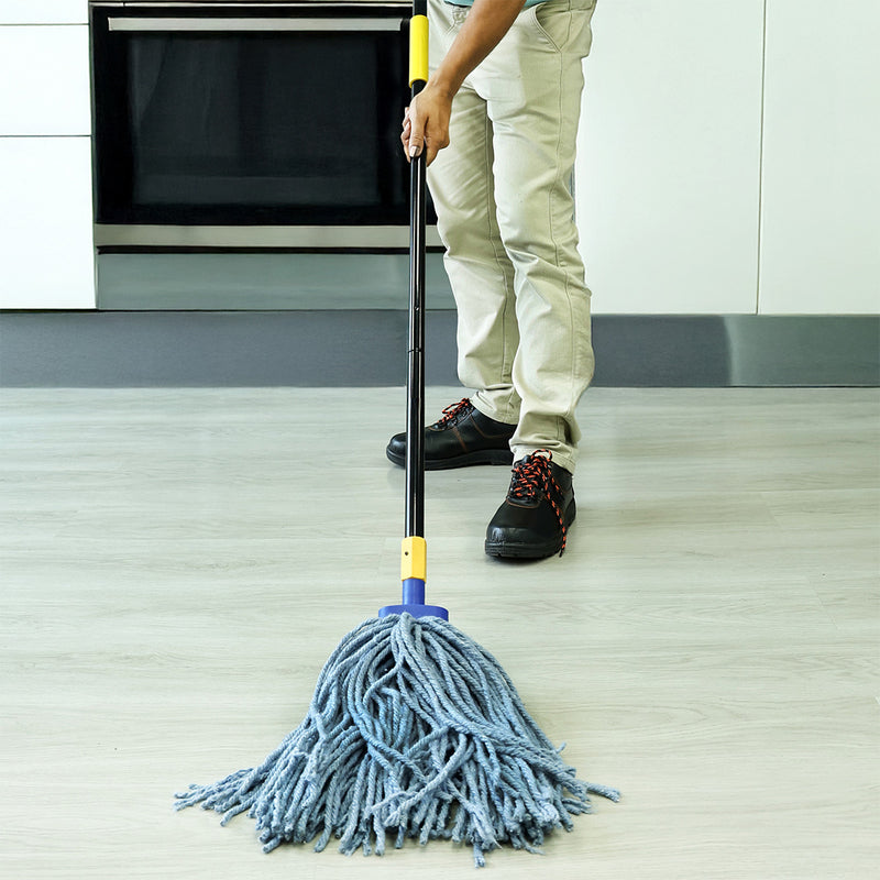 Bison Life Cotton Wet Mop Head Refills + 61" Metal Extendable Handle Combo Set
