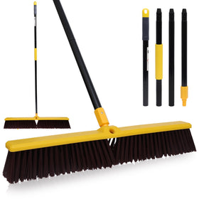 Bison Life Heavy Duty Push Broom with Extendable Metal Handle