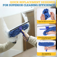 Bison Life 2-in-1 Window Squeegee & Glass Cleaner Combo – 12" Sleeves, 14" Blade, Comm/Residential