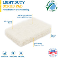 Bison Life Light Duty Non-Scratch Scrub Pads, Non-Abrasive Household Cleaning, White