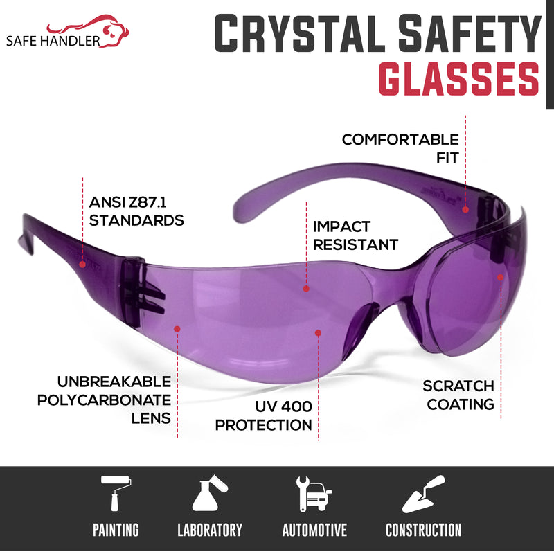 Crystal Full Color Polycarbonate Lens Safety Glasses, Anti-Scratch