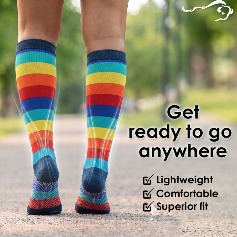 Bison Life Chroma Compression Socks for Men & Women – Knee-High Multi-Color Support Socks