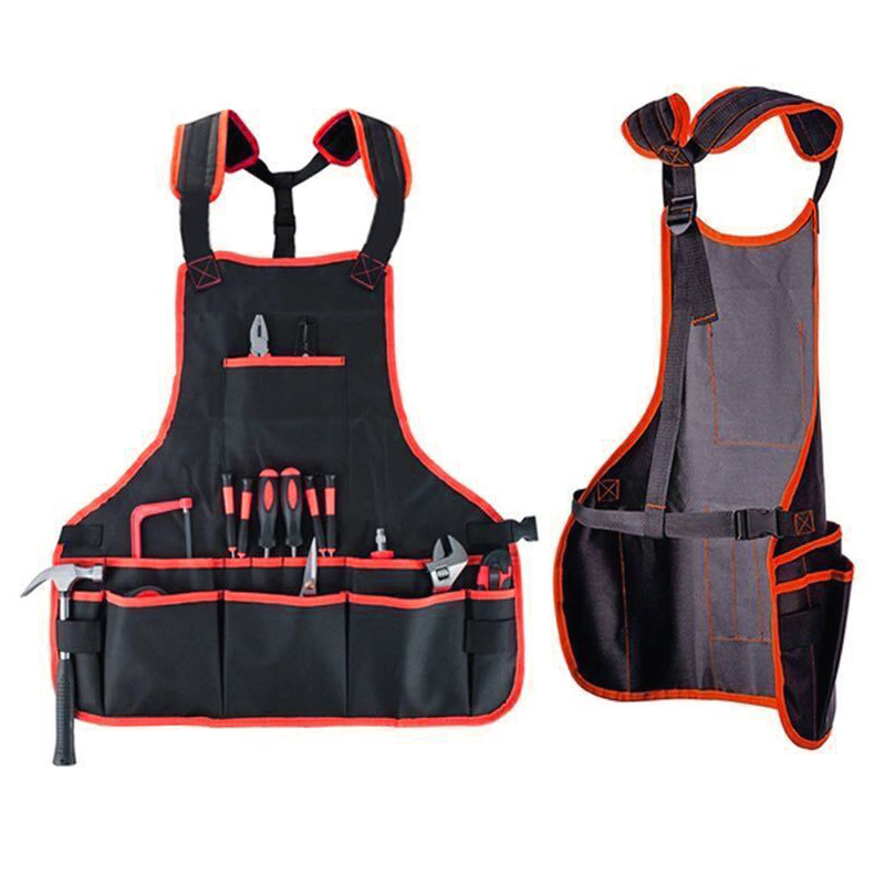 Professional 16-Pocket Tool Apron – Waterproof 600D Canvas, Fully Adjustable Double Straps for Work
