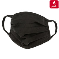Breathable Pleated Face Mask with 3-Layer Cotton, Washable Black Mask for Outdoor & Daily Use