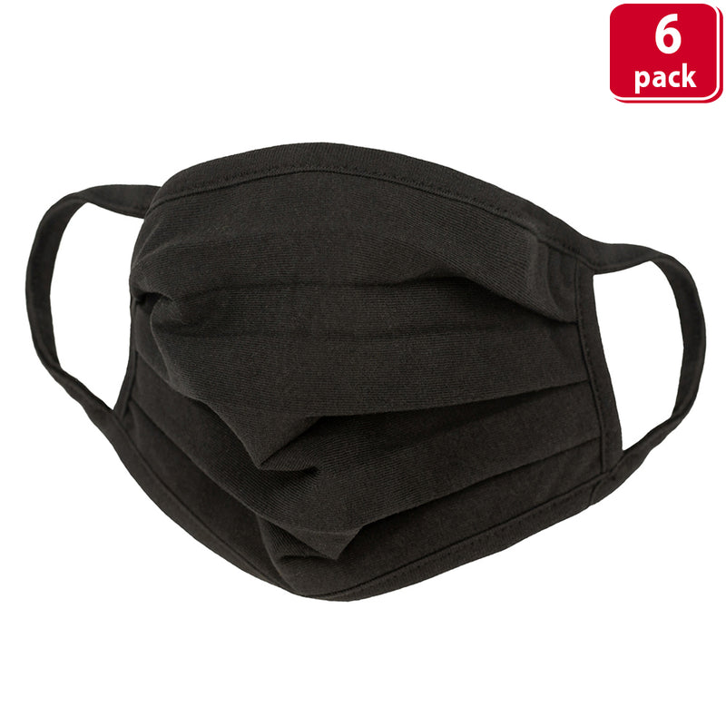Breathable Pleated Face Mask with 3-Layer Cotton, Washable Black Mask for Outdoor & Daily Use