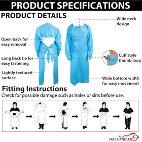 Bison Life CPE Disposable Plastic Apron with Sleeves & Thumb Loops – Industrial Use
