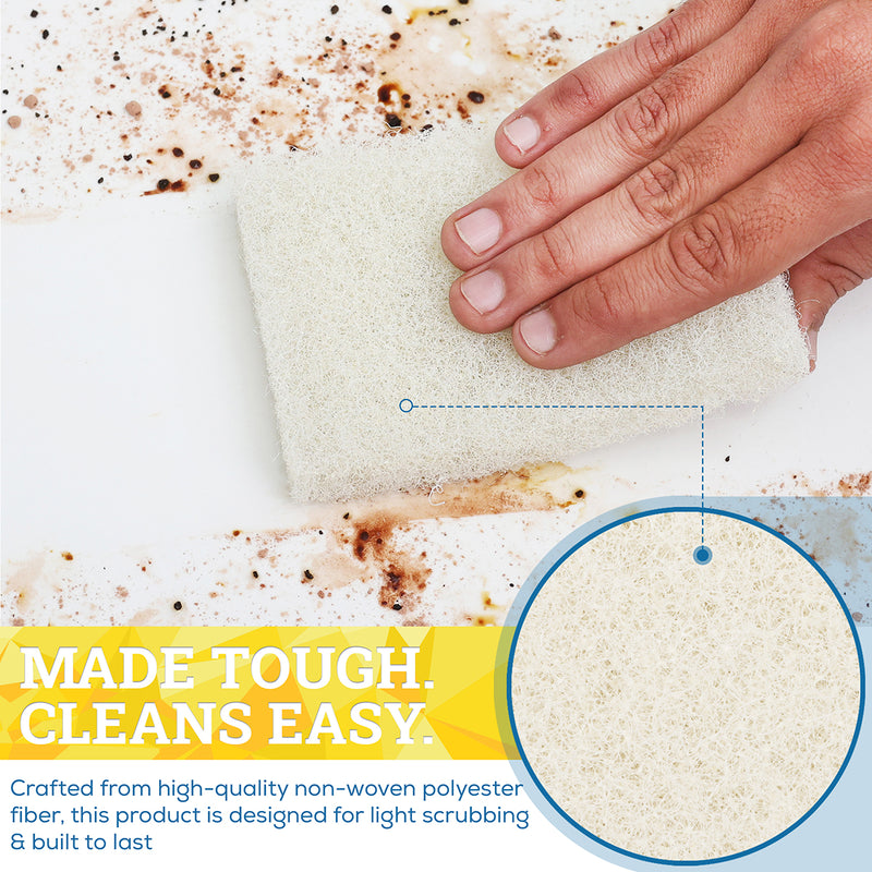 Bison Life Light Duty Non-Scratch Scrub Pads, Non-Abrasive Household Cleaning, White