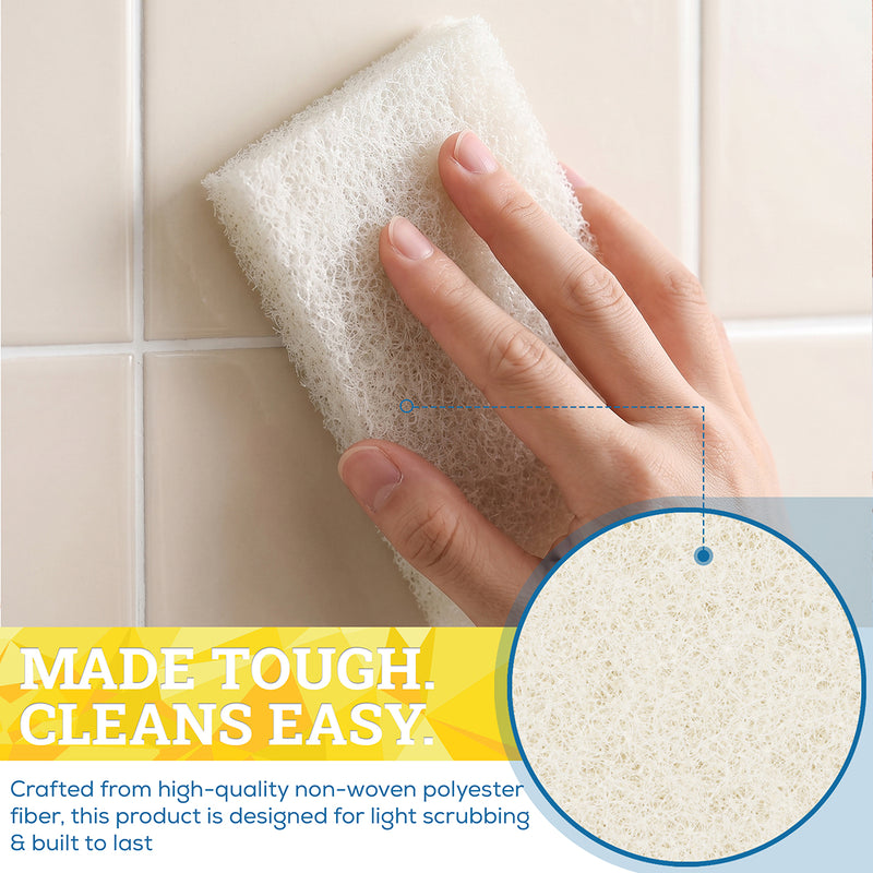 Bison Life Light Duty Non-Scratch Scrub Pads, Non-Abrasive Household Cleaning, White