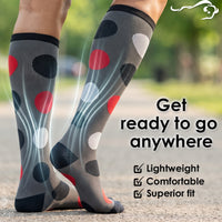 Bison Life Polkadot Compression Knee High Graduated Support Socks for Men/Women