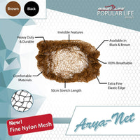 Bison Life Arya Net Elastic Edge Hair Nets – Black Invisible Nylon Mesh for Adults & Youth