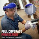 Safety Headgear with Clear Polycarbonate Face Shield, Blue