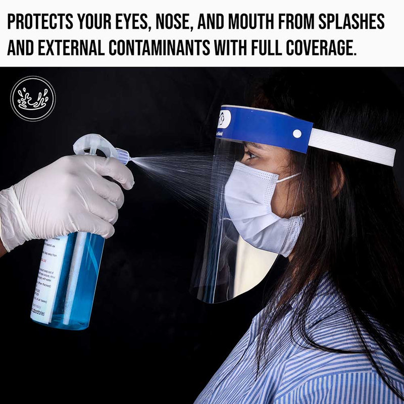 Reusable Safety Face Shield, Full Face Coverage, Lightweight, Blue
