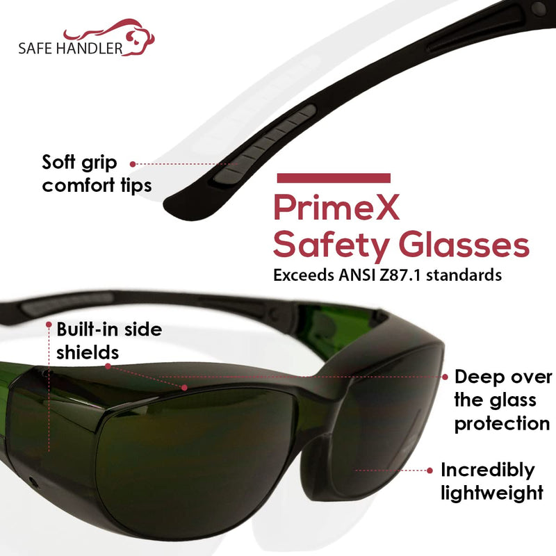 PrimeX IR5 Safety Glasses, Anti-Fog-scratch Wrap Around Lenses