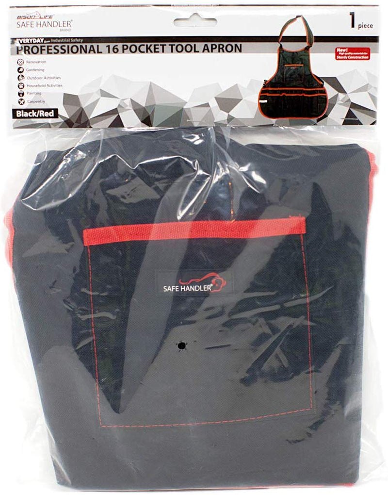 SAFE HANDLER Professional 16 Pocket Tool Apron Black/Red View 5