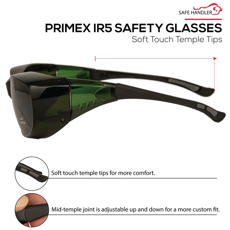 PrimeX IR5 Safety Glasses, Anti-Fog-scratch Wrap Around Lenses