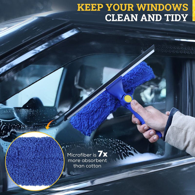 Bison Life 2-in-1 Window Squeegee & Glass Cleaner Combo – 12" Sleeves, 14" Blade, Comm/Residential