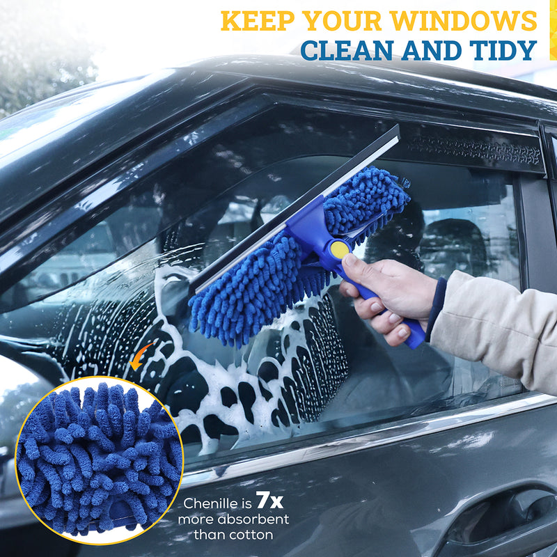 Bison Life 2-in-1 Window Squeegee & Glass Cleaner Combo – 12" Sleeves, 14" Blade, Comm/Residential