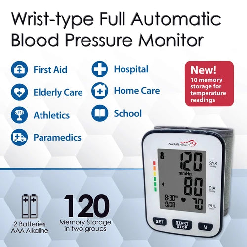 Bison Life Wrist Blood Pressure Monitor – Digital Cuff with 120 Memory & Fast Response