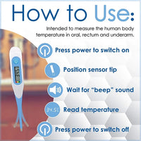 Bison Life Flex Chroma Balance Digital Instant Read Thermometer – Flexible Probe Body Thermometer