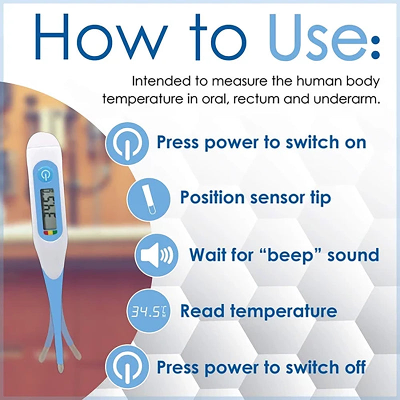 Bison Life Flex Chroma Balance Digital Instant Read Thermometer – Flexible Probe Body Thermometer