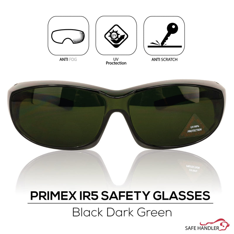 PrimeX IR5 Safety Glasses, Anti-Fog-scratch Wrap Around Lenses