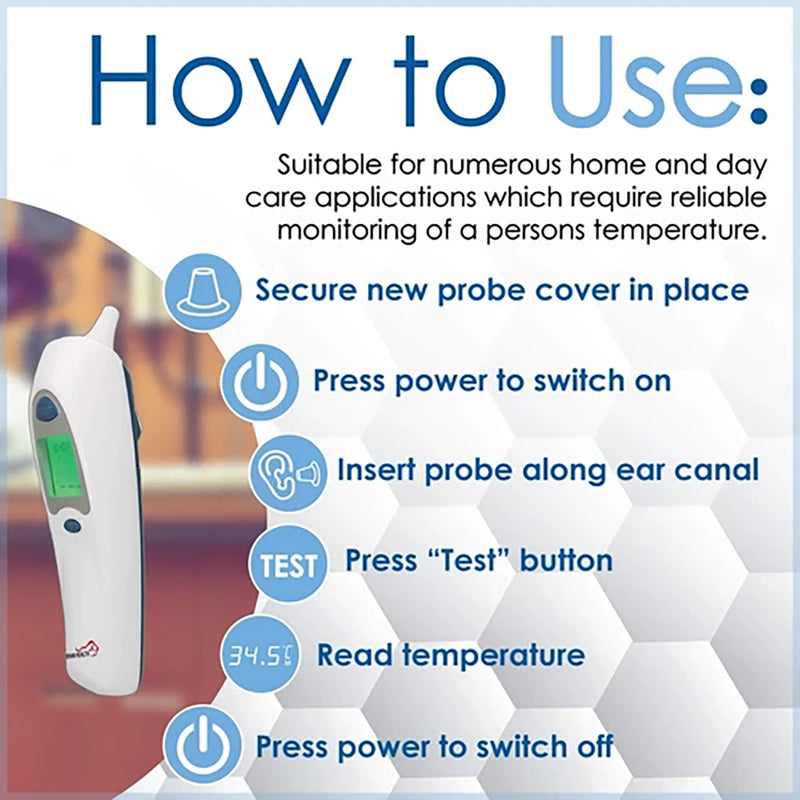 Bison Life Infrared Digital Ear Thermometer with Fast Response LCD Display & 10 Memory Storage