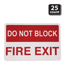 Do Not Block Fire Exit Sign, Metal Fire Safety Sign, Red and White, 12" x 8"