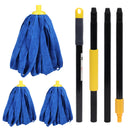 Kleen Handler Microfiber Mop Cloth Heads Replacements with 61" Extendable Handle, 3 Pc Screw On Mop Refill for Commercial & Household Cleaning, Compatible with All Standard US Threading Pole Handle